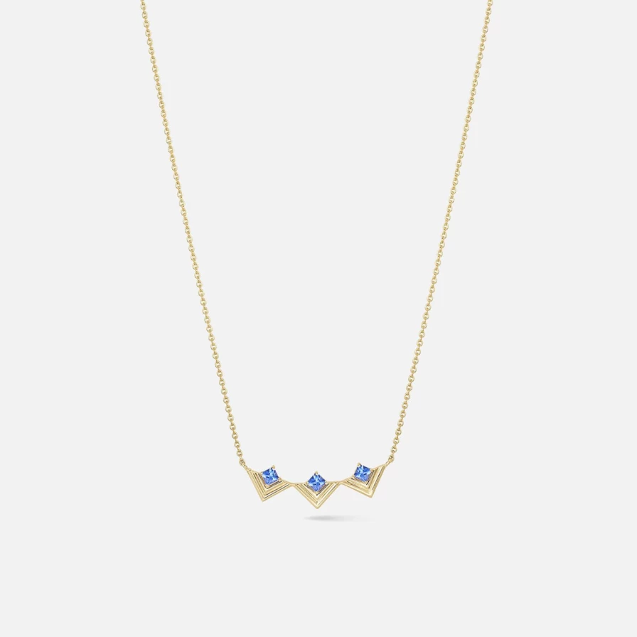 ParkFord Mini Frame Necklace with Genuine Blue Sapphire - Elegant Sterling Silver Jewelry for Women