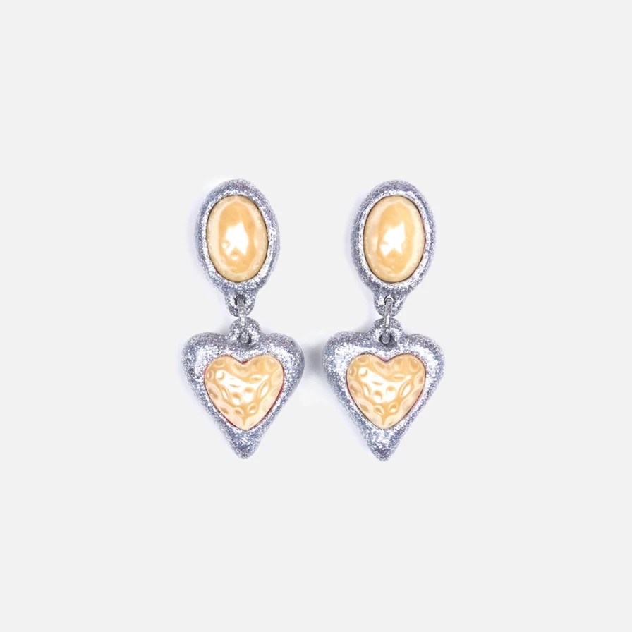 Julietta Silver Glitter Night Fever Earrings - Sparkling Dangle Earrings for Women