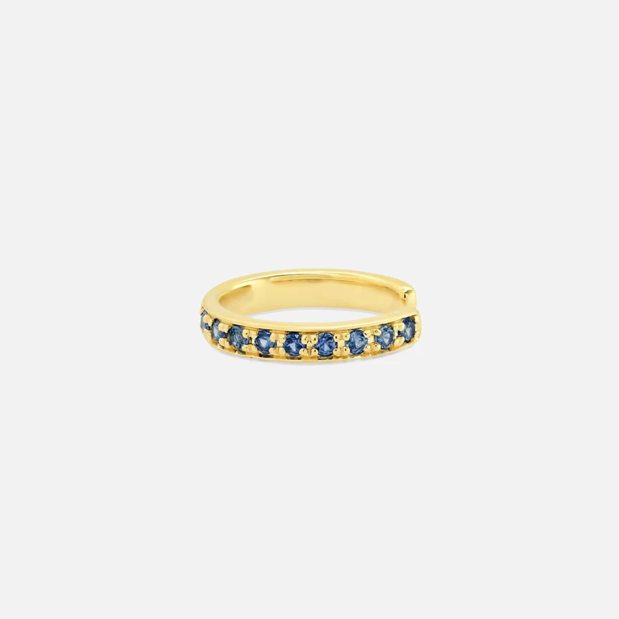 "Eriness Blue Sapphire Ear Cuff - Elegant Sterling Silver Non-Piercing Ear Jewelry"