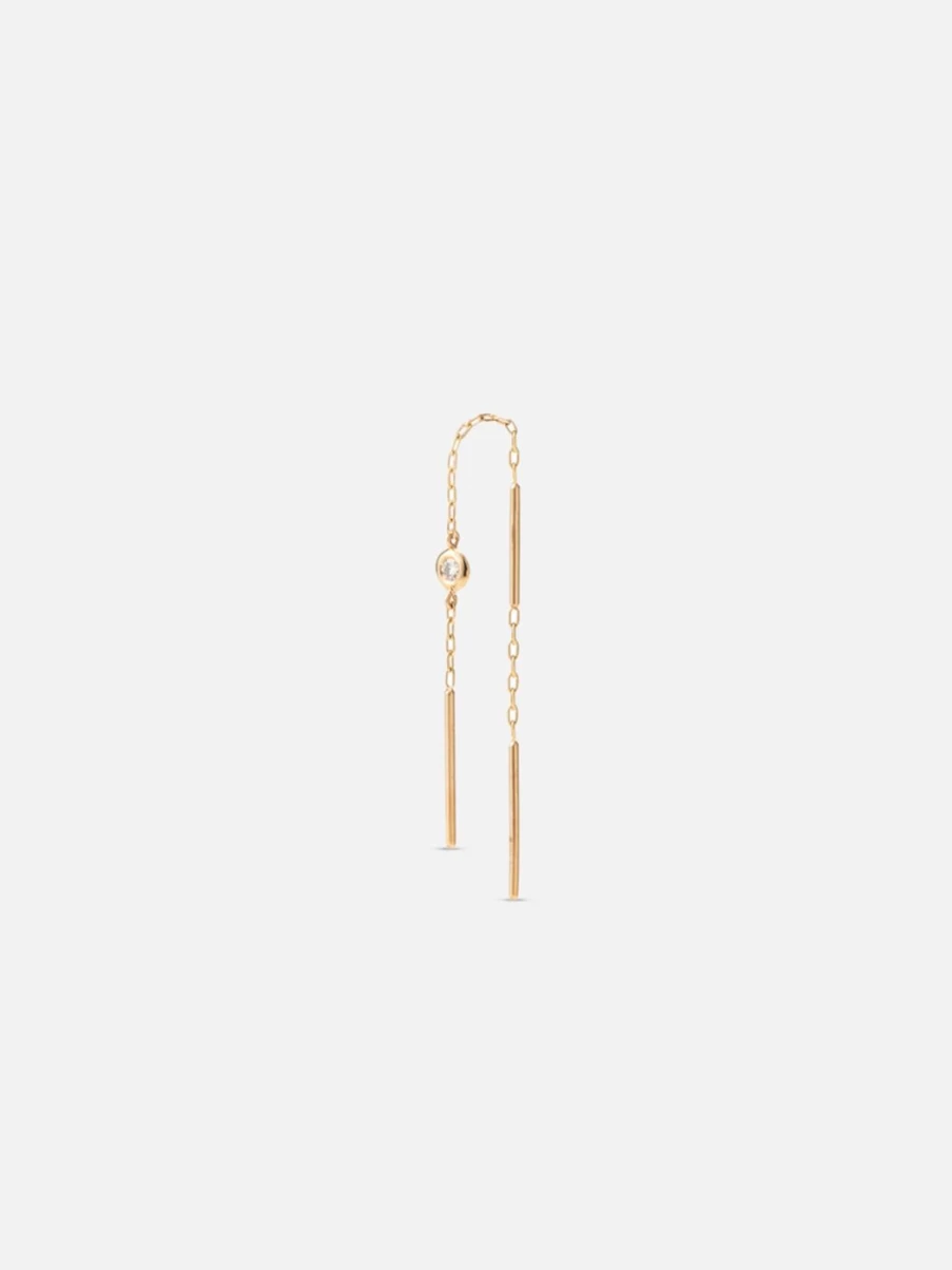 Hirotaka Diamond Toggle Chain Earrings – 14K Gold Hoop Dangle Earrings for Women