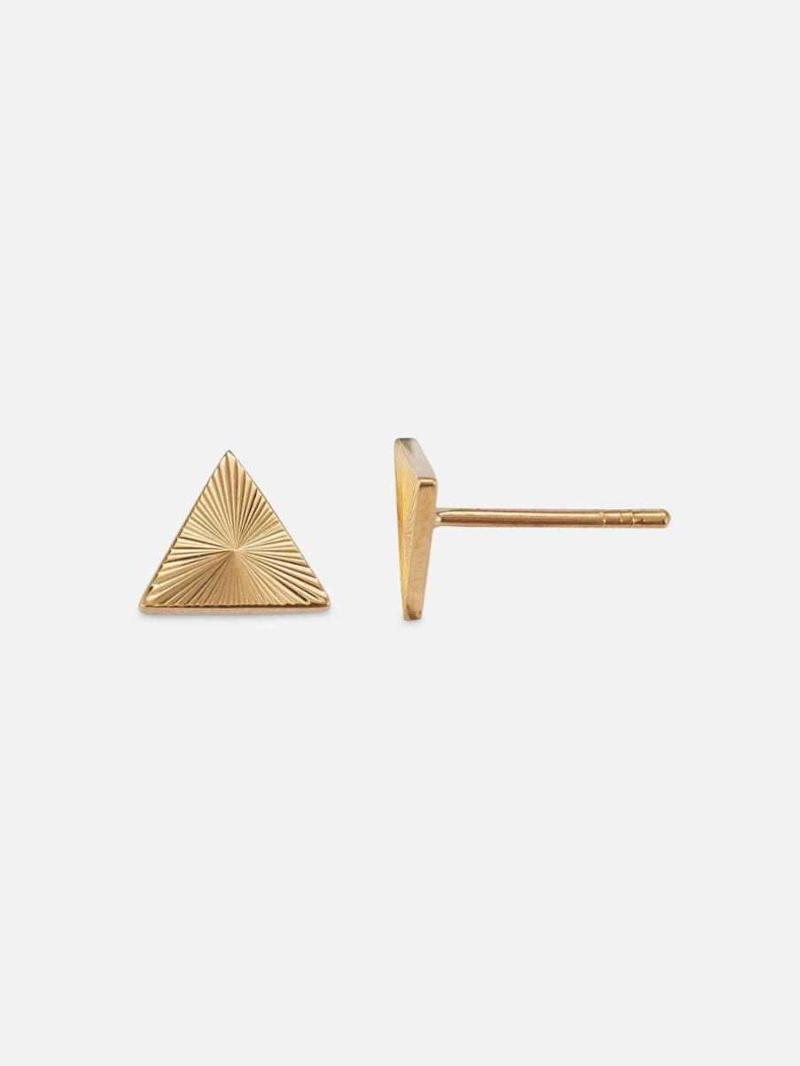Alice Pierre Starburst Triangle Stud Earrings - Geometric Gold Hoop Earrings for Women