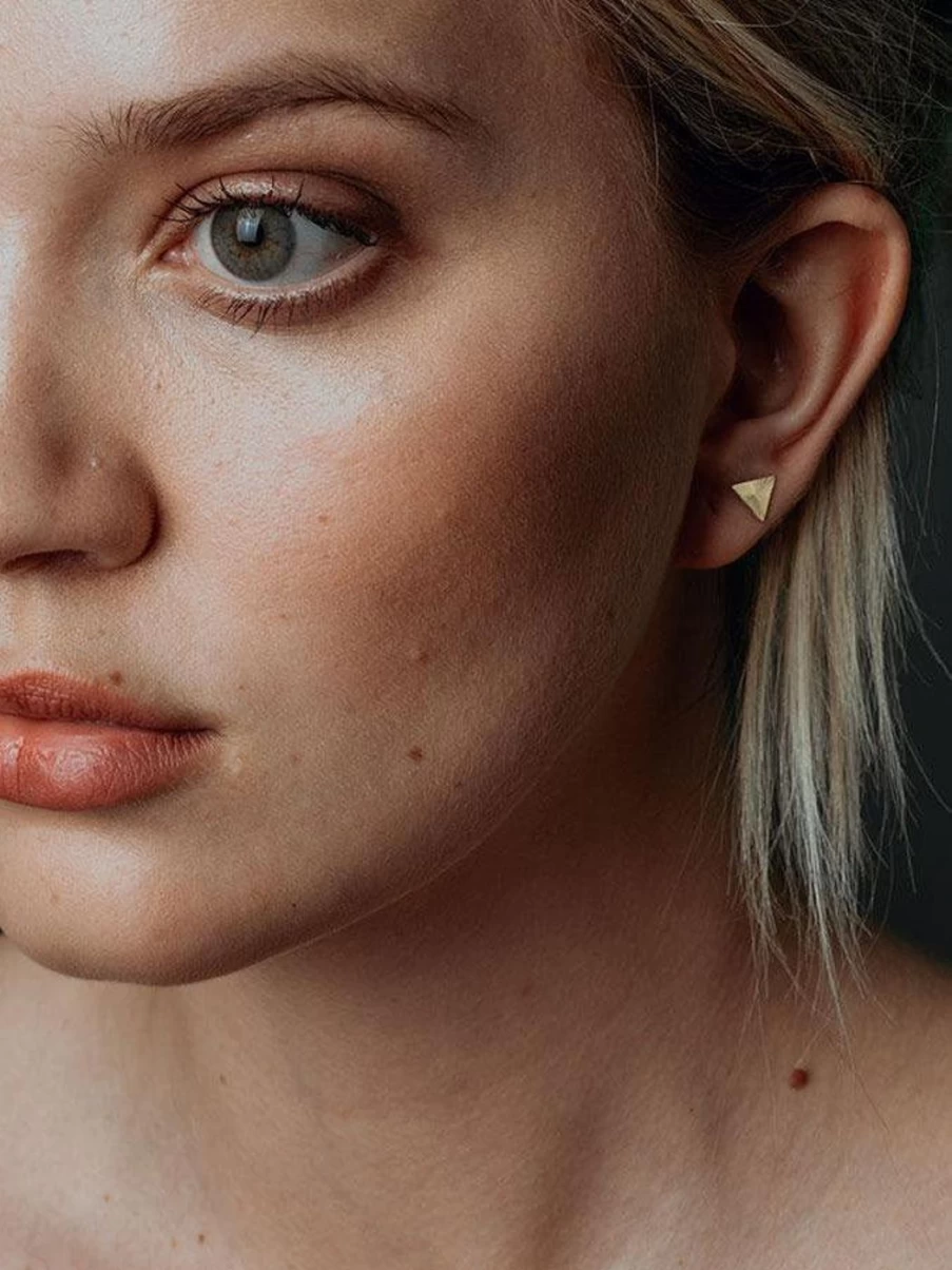 Alice Pierre Starburst Triangle Stud Earrings - Geometric Gold Hoop Earrings for Women