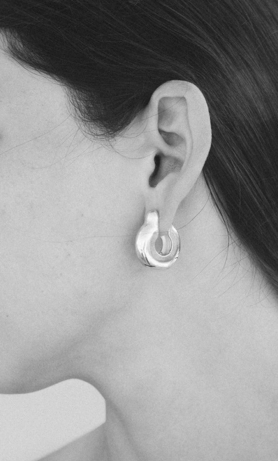 Annika Inez Sterling Silver Ample Hinge Hoops - Large Elegant Hoop Earrings