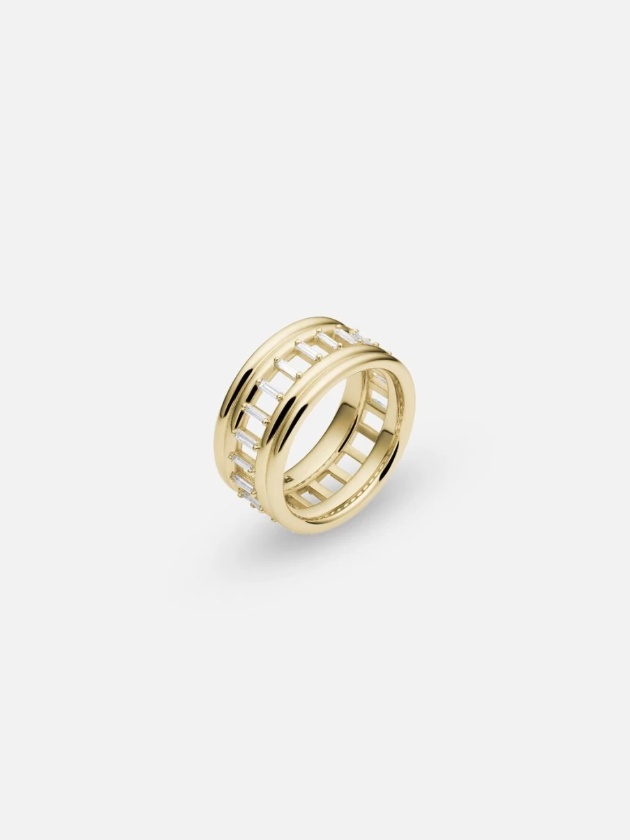 ParkFord Revival Column Ring with Genuine Diamonds - Elegant Vintage-Inspired Jewelry