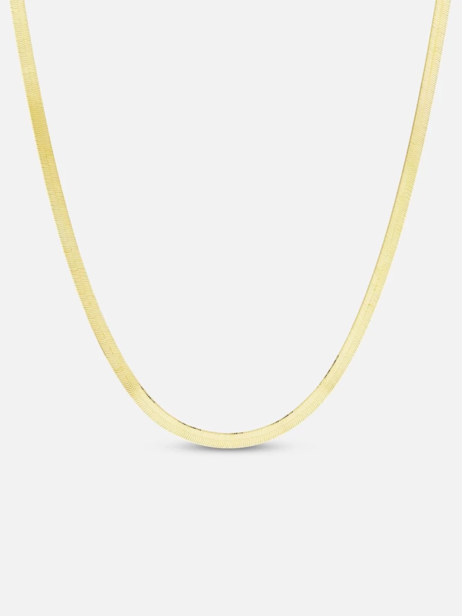 The Gild 14K Gold Herringbone Chain Necklace for Women, Dainty & Elegant Layering Piece