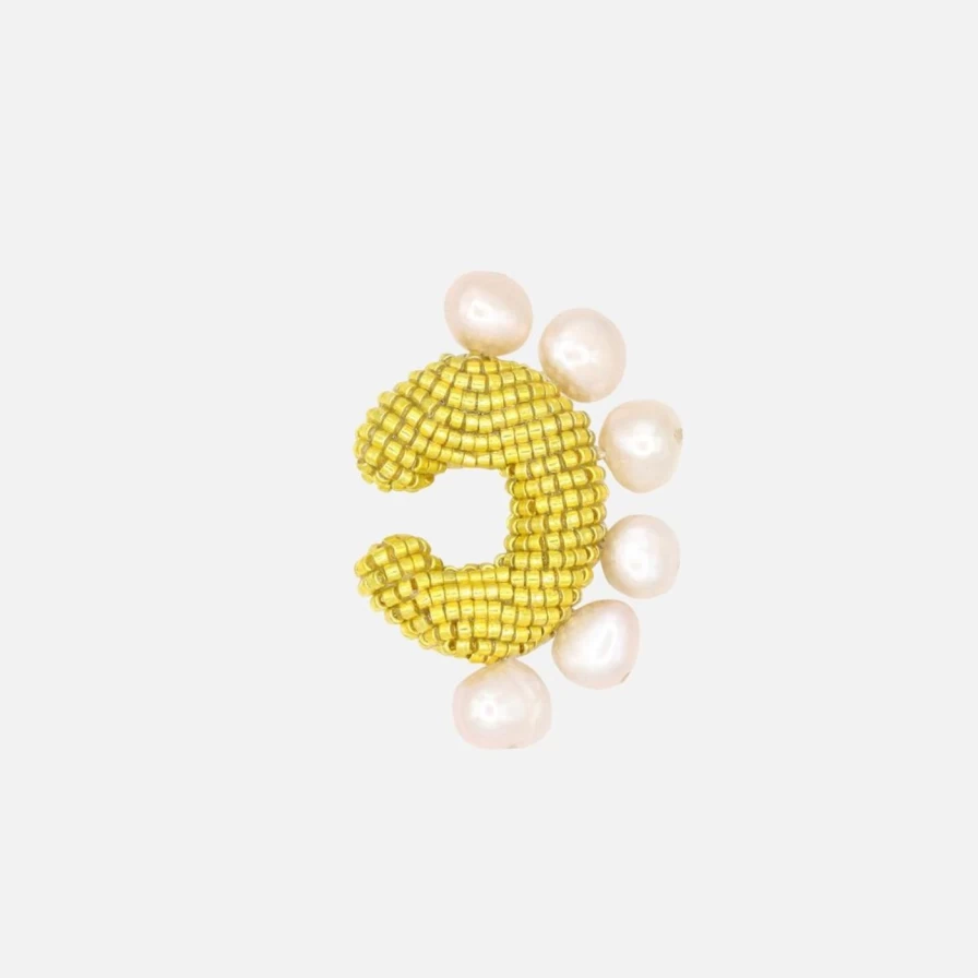 Susana Vega Ora Pearled Lemon Small Ear Cuff - Elegant Gold Plated Ear Cuff for Women