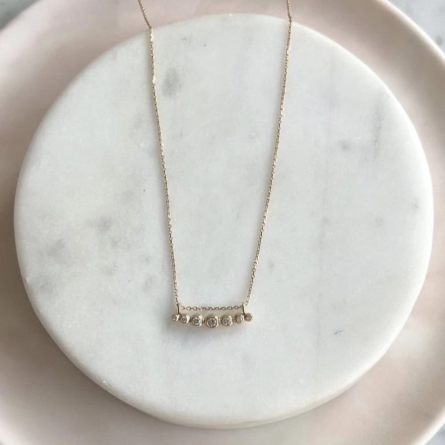 A.M. Thorne Diamond Necklace with Unique Curved Granule Design for Elegant Style