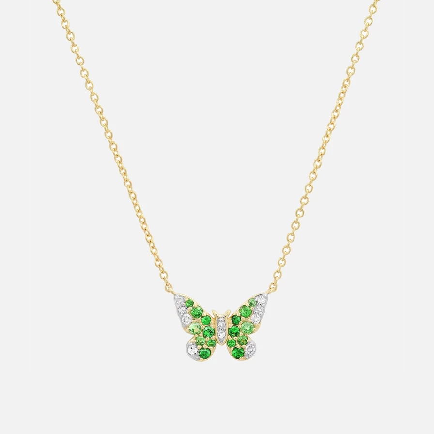 Eriness Mini Green & Diamond Ombre Butterfly Pendant Necklace - Elegant Jewelry for Women