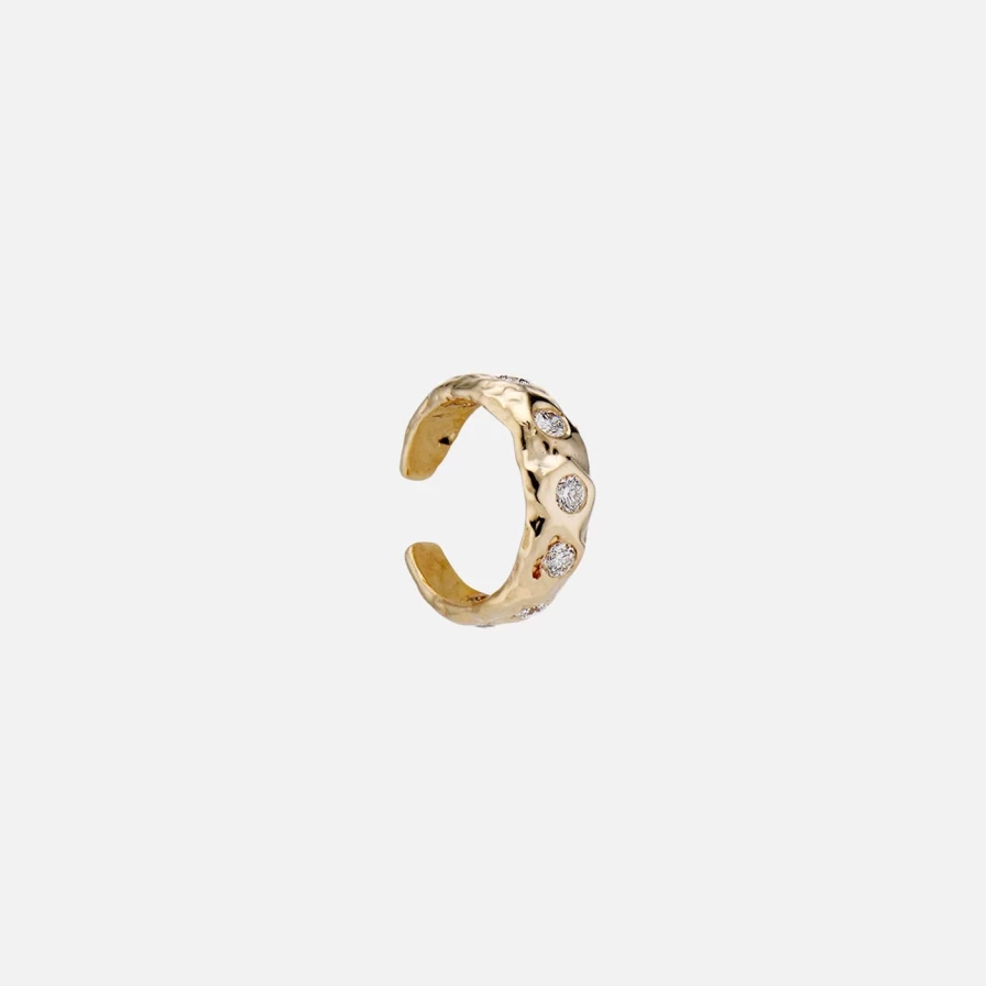 Mandy Reid 14K Yellow Gold Mira Ear Cuff with Diamonds - Elegant Hoop Earrings for Women