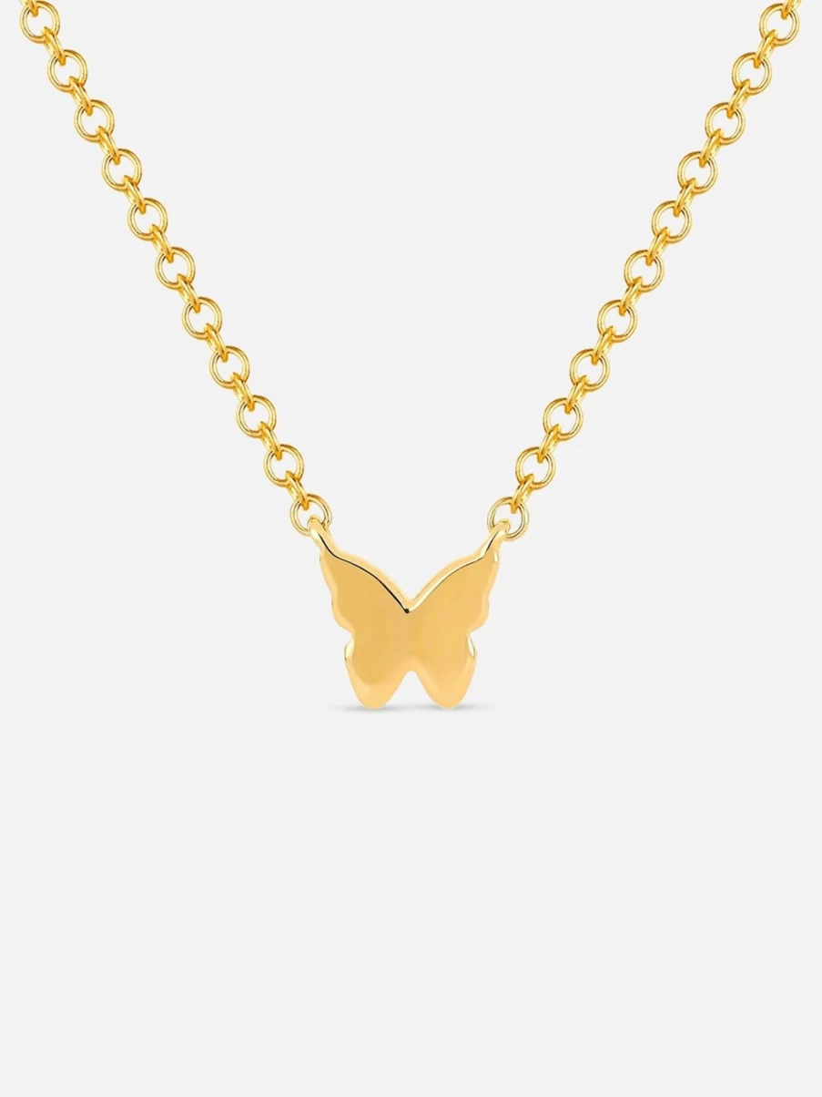 EF Collection Baby Gold Butterfly Pendant Necklace for Infants & Toddlers