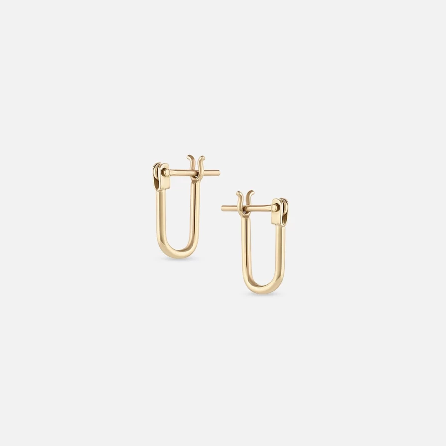 14K Yellow Gold Huggie Hoop Earrings with Secure Latch Closure | EMBLM Fine Jewelry