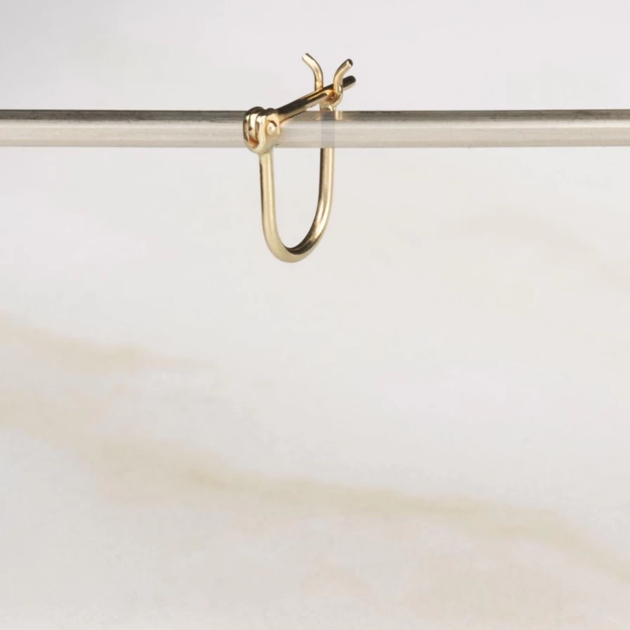14K Yellow Gold Huggie Hoop Earrings with Secure Latch Closure | EMBLM Fine Jewelry