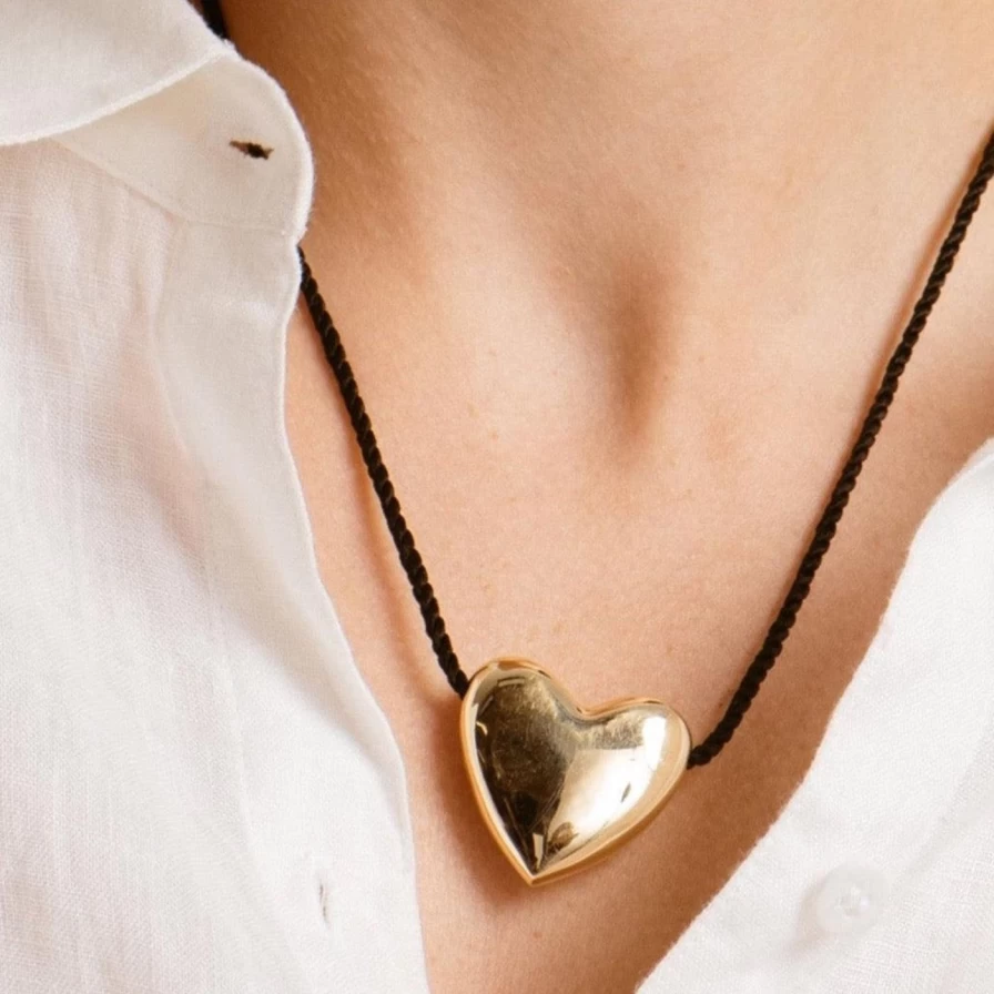 "Annika Inez Gold Plated Heart Necklace – Elegant Large Pendant Jewelry"