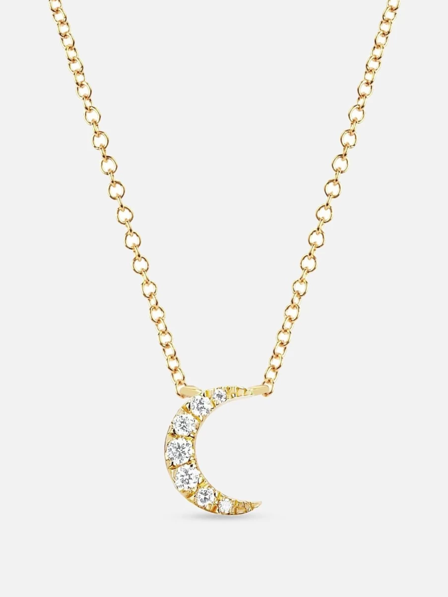 EF Collection Yellow Gold Diamond Moon Choker Necklace