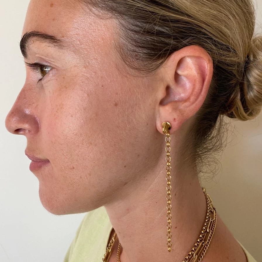 Monbouquette Gold Hooked Stud Earrings for Women - Minimalist Dainty Earrings for Everyday Wear