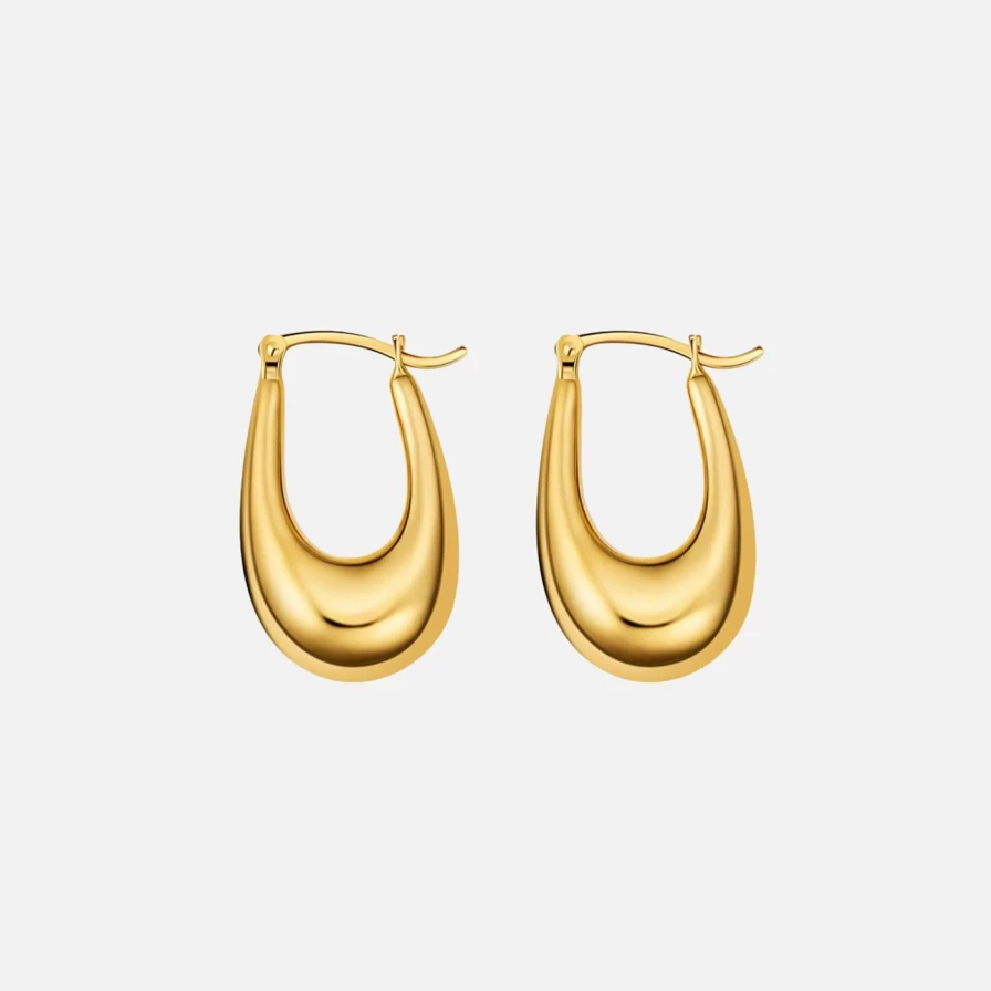 Christina Caruso Gold Plated Thick Hoop Earrings - Classic Chunky Hoops for Women