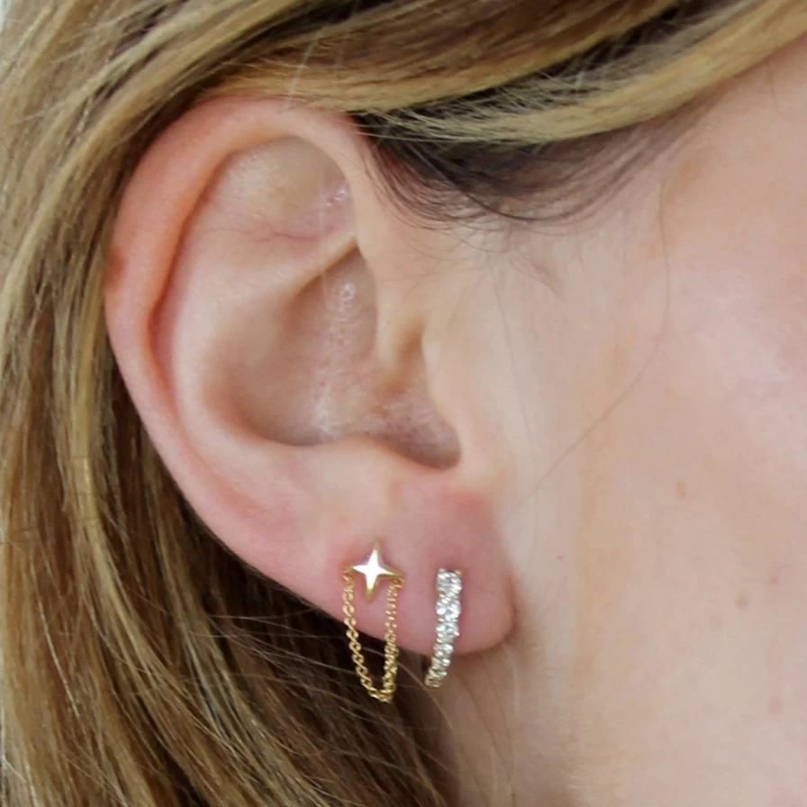 14K Yellow Gold Shooting Star Stud Earrings by Kimberly Doyle
