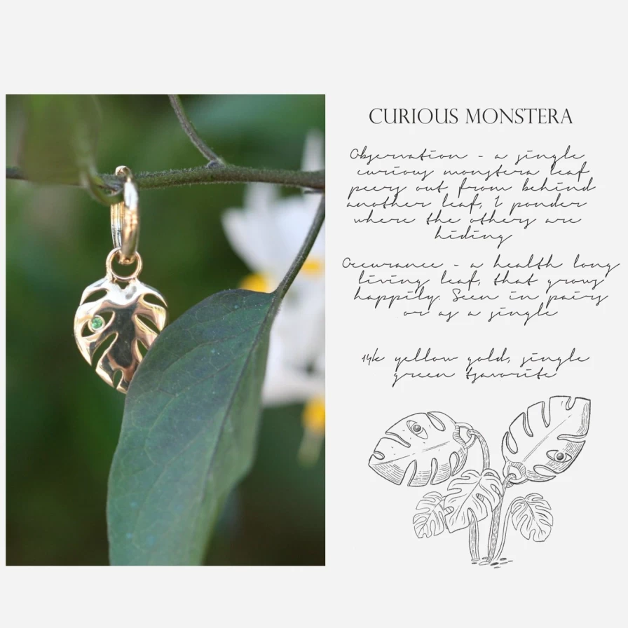 "Kimberly Doyle Unique Monstera Leaf Charm - Elegant Botanical Jewelry Pendant"