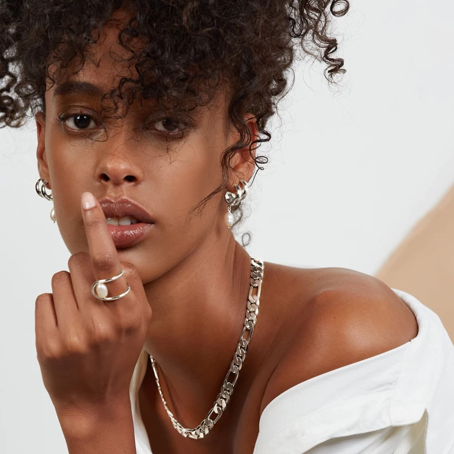 Lady Grey Sterling Silver Pearl Stackable Hoop Earrings