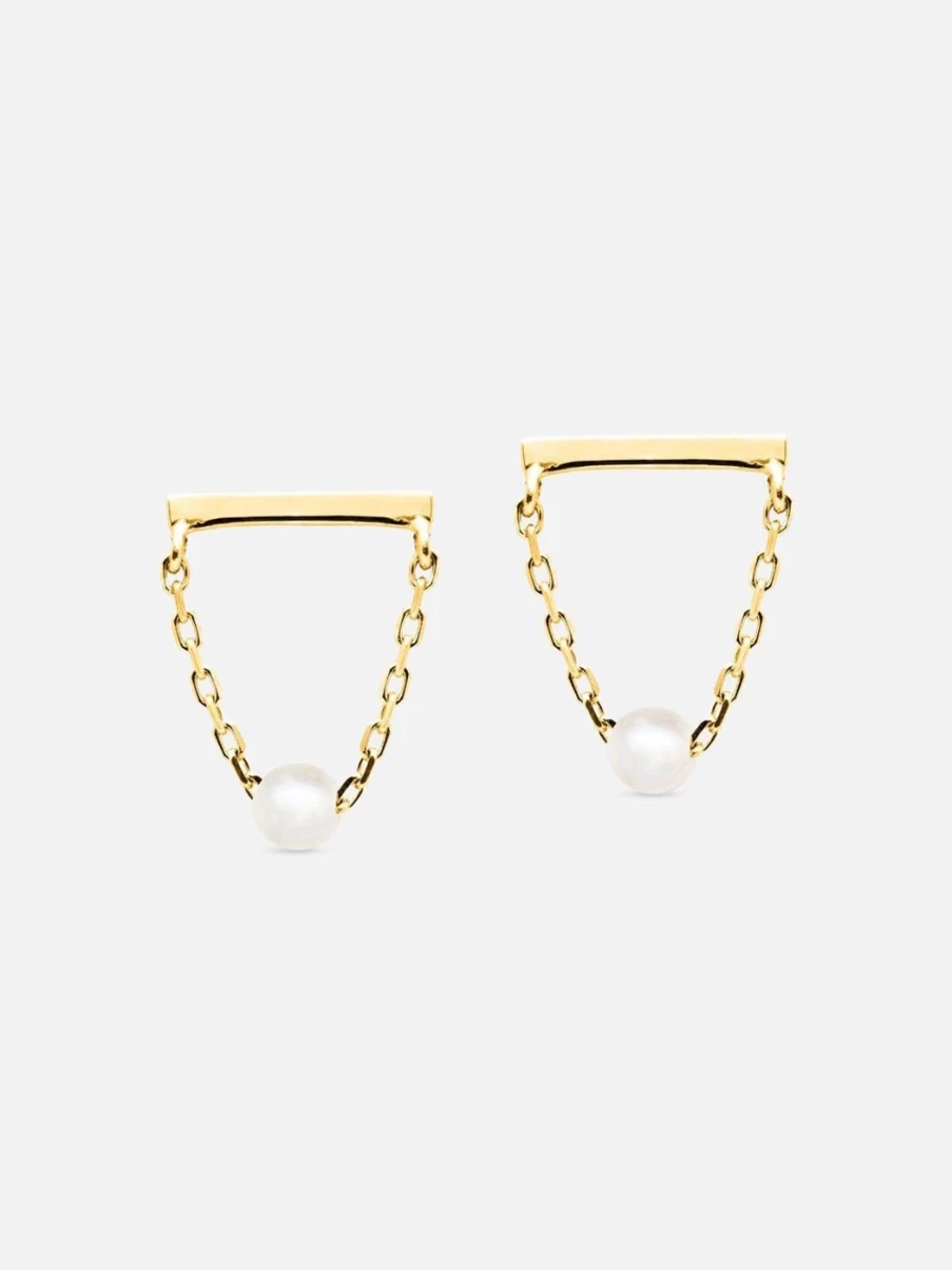 Noor Shamma Yellow Gold Troika Solo Stud Earrings for Women