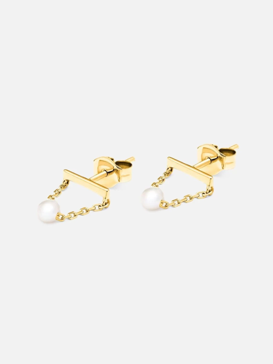 Noor Shamma Yellow Gold Troika Solo Stud Earrings for Women