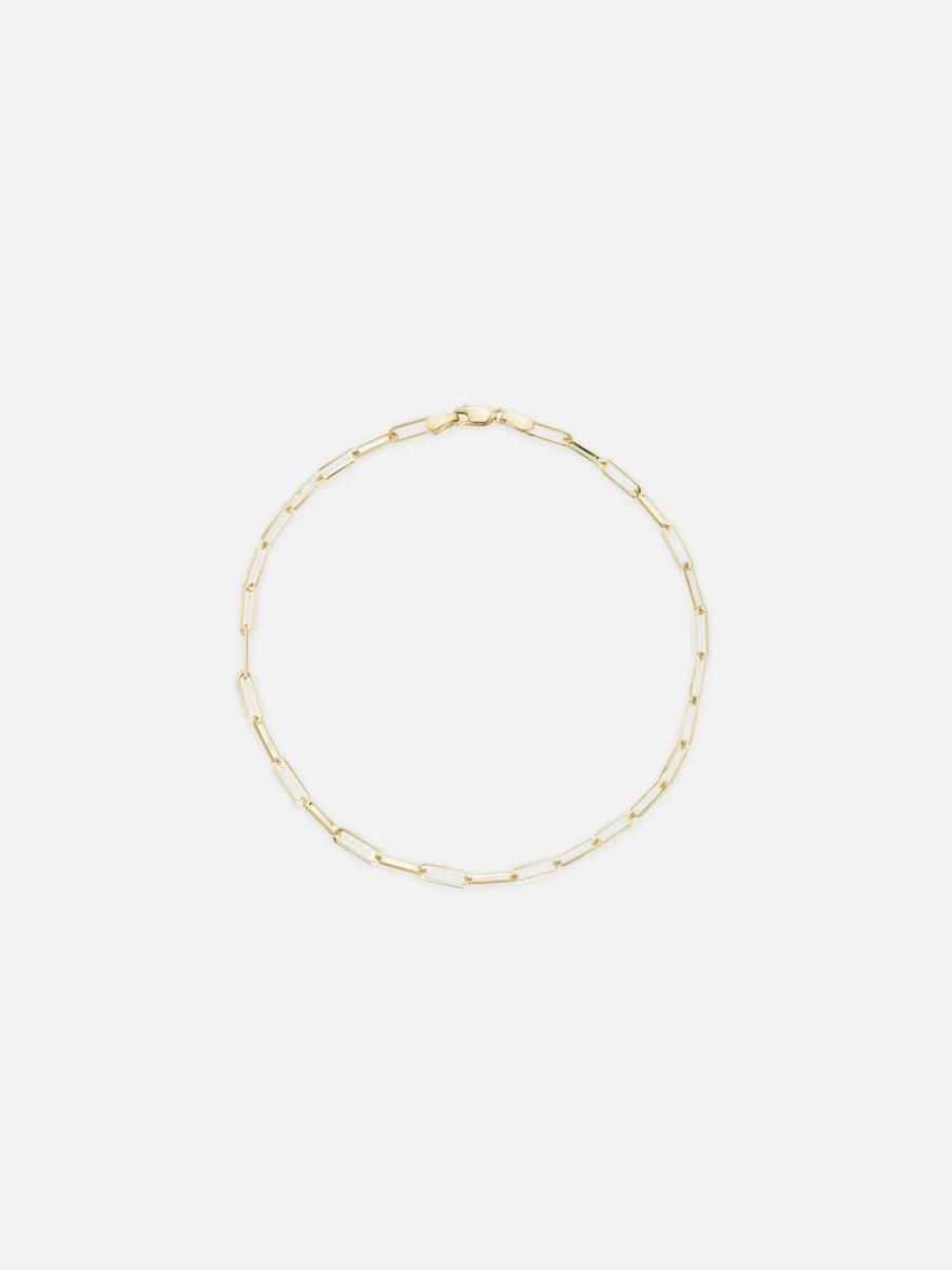 Noor Shamma Delicate Yellow Gold Paperclip Bracelet - Minimalist Thin Chain Link Bangle
