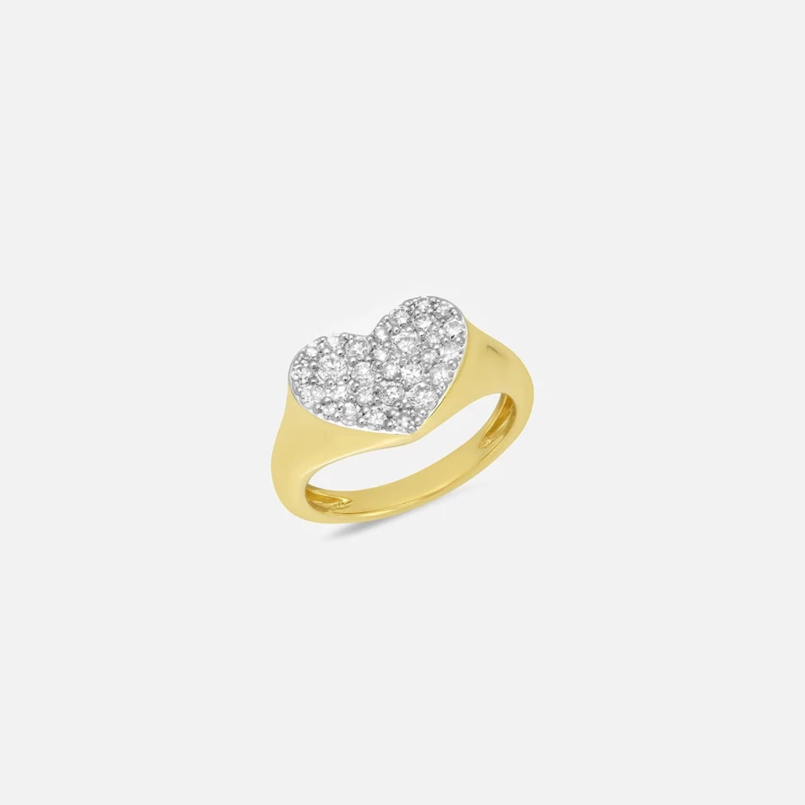 Eriness Diamond Heart Pinky Ring - 14K Rose Gold Smushed Heart Design