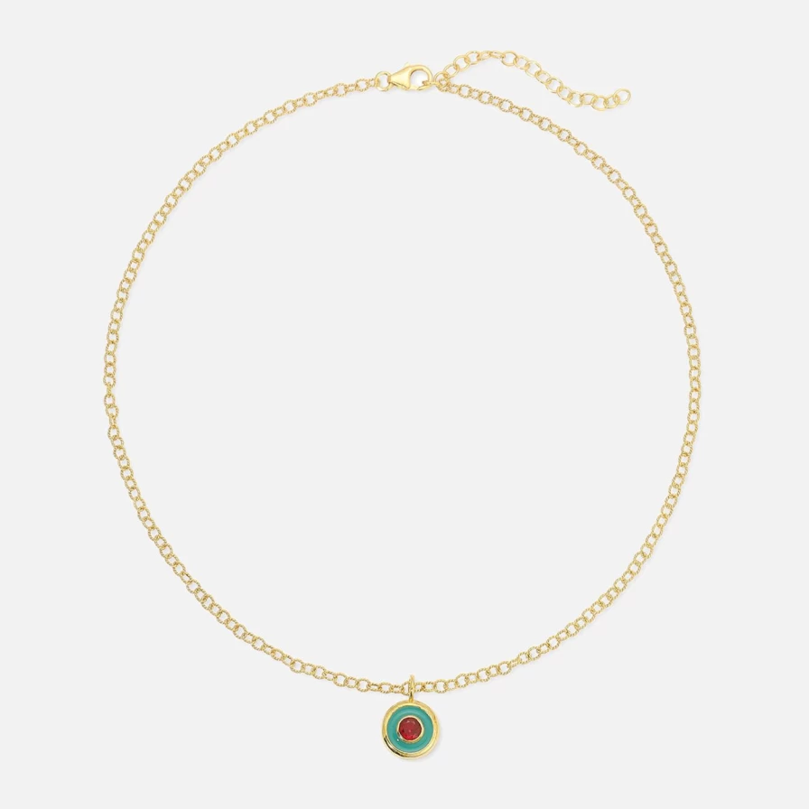 Monbouquette Reversible Fuchsia & Gold Coin Necklace - Two-Tone Fashion Jewelry