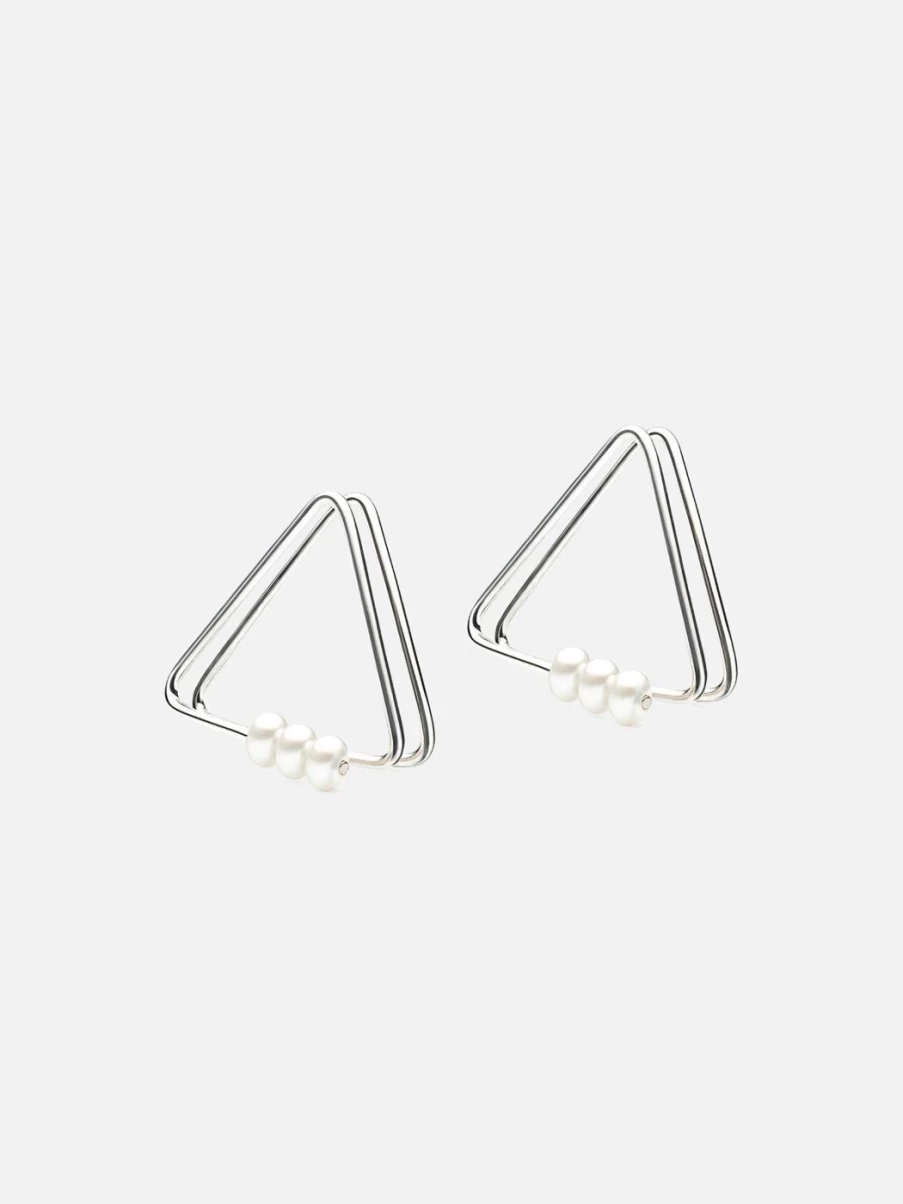 Noor Shamma Sterling Silver Spiral Earrings – Elegant Troika Design for Women