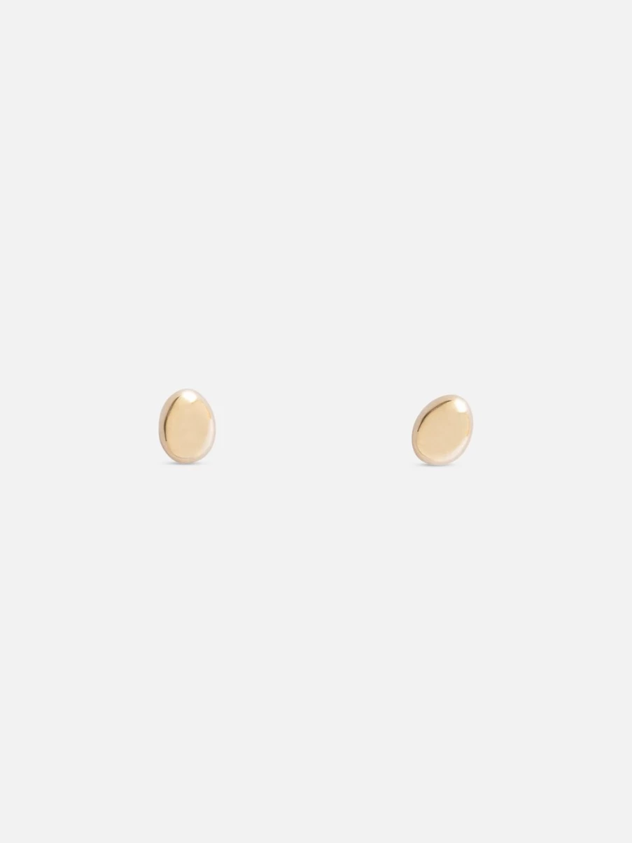 M. Hisae Minimalist Petite Pebble Stud Earrings - Dainty Stone Accents for Everyday Elegance