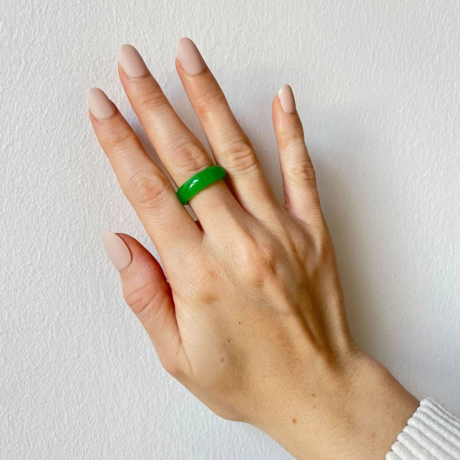 Seree Green Jade Ring - Handcrafted ZZ Design for Elegance & Style