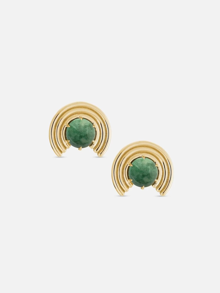 ParkFord Vintage-Inspired Stud Earrings with Jade Gemstones - Grand Revival Collection