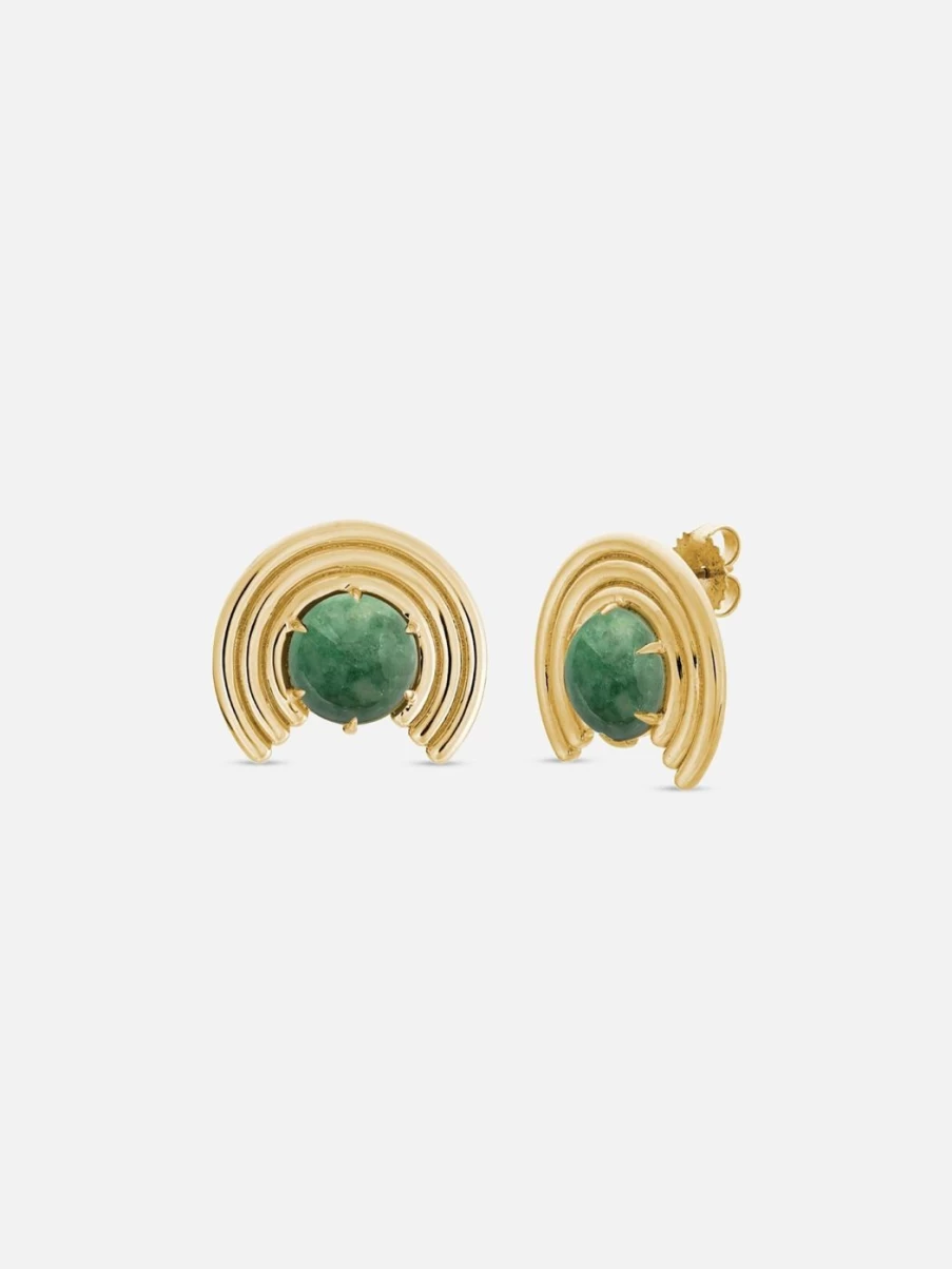 ParkFord Vintage-Inspired Stud Earrings with Jade Gemstones - Grand Revival Collection
