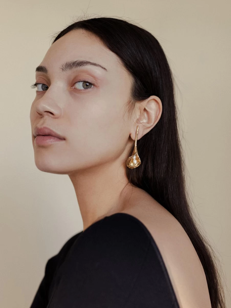 Anita Berisha Elegant Calla Lily Flower Stud Earrings for Women - Hypoallergenic Gold Plated Jewelry Gift