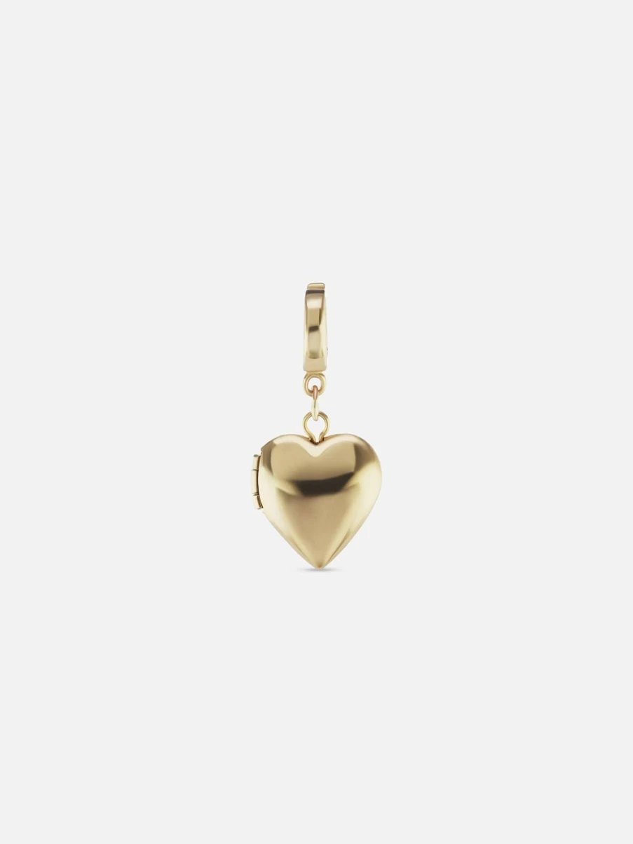 "The Gild Yellow Gold Heart Locket Charm - Elegant Jewelry Pendant"