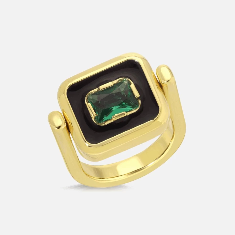 Monbouquette Reversible Snapback Pinky Ring in Lucky Gold - Two-Tone Unisex Adjustable Ring