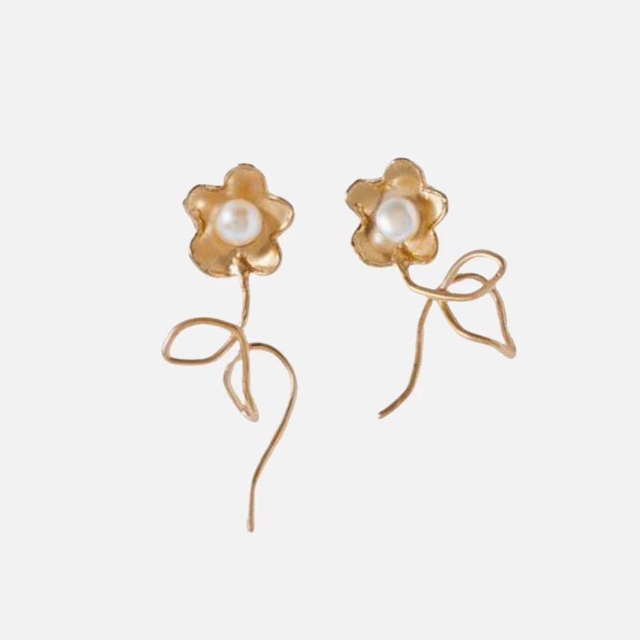 "Anita Berisha Stems And All Floral Dangle Earrings - Elegant Botanical Jewelry"