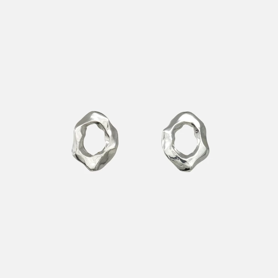 CLED Canyon Stud Earrings for Women - Minimalist Silver Hoop Earrings - Trendy Geometric Studs - Hypoallergenic Jewelry Gift