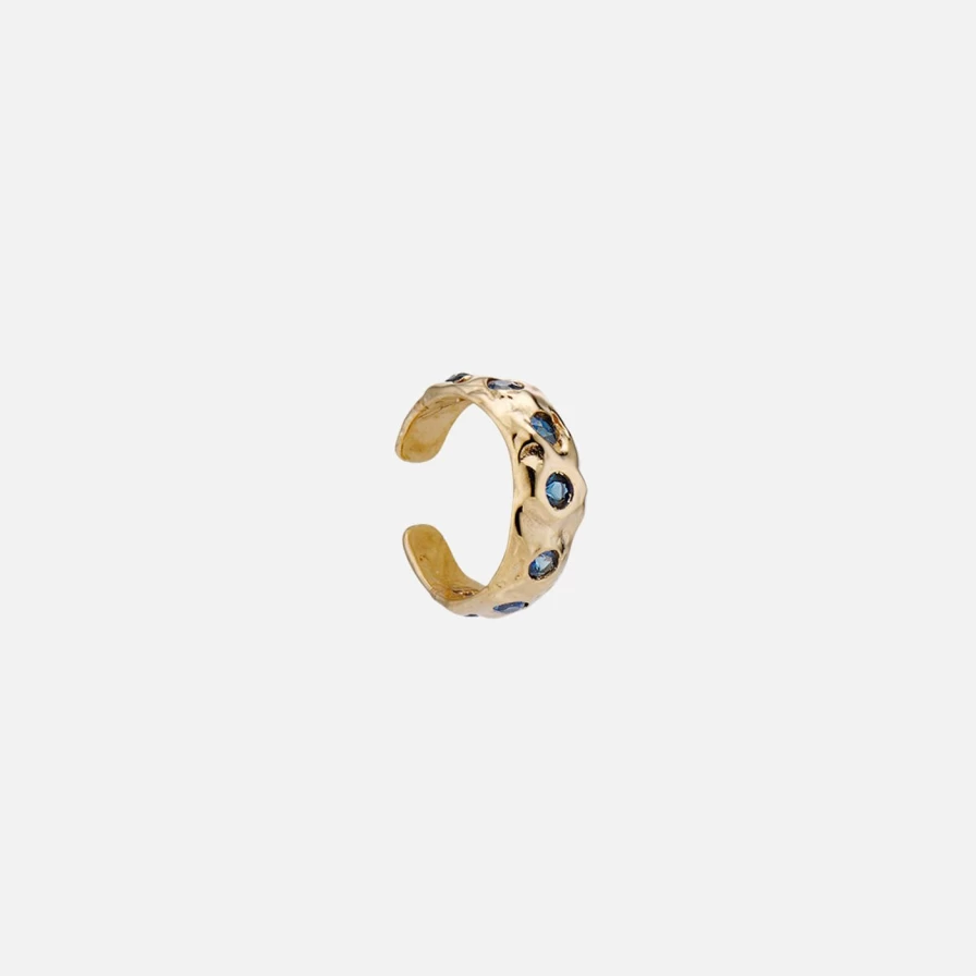 Mandy Reid 14K Yellow Gold Blue Sapphire Mira Ear Cuff Elegant Earring