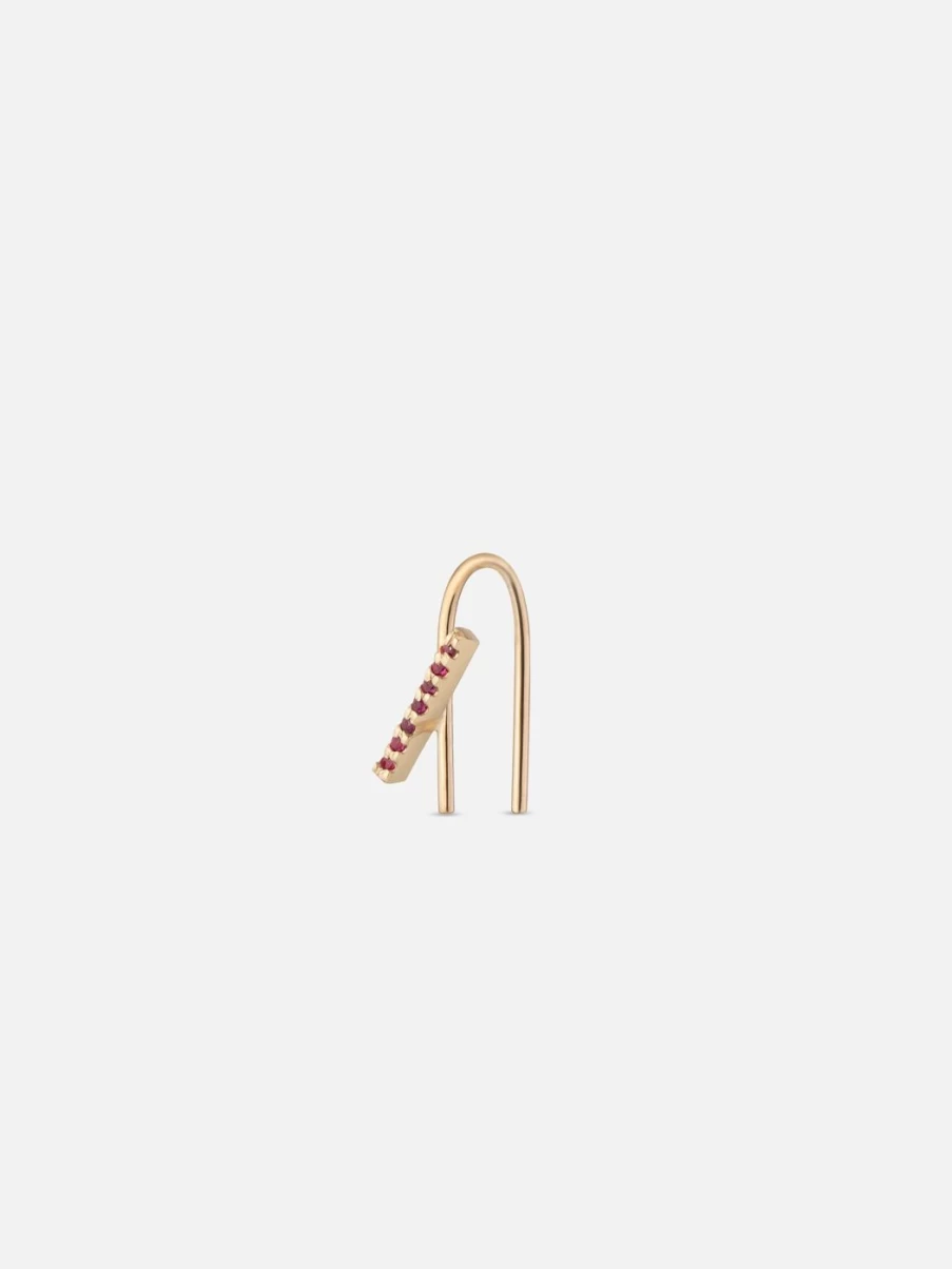 Labulgara Yellow Gold Ruby Horizon Mini Thread Earrings for Women