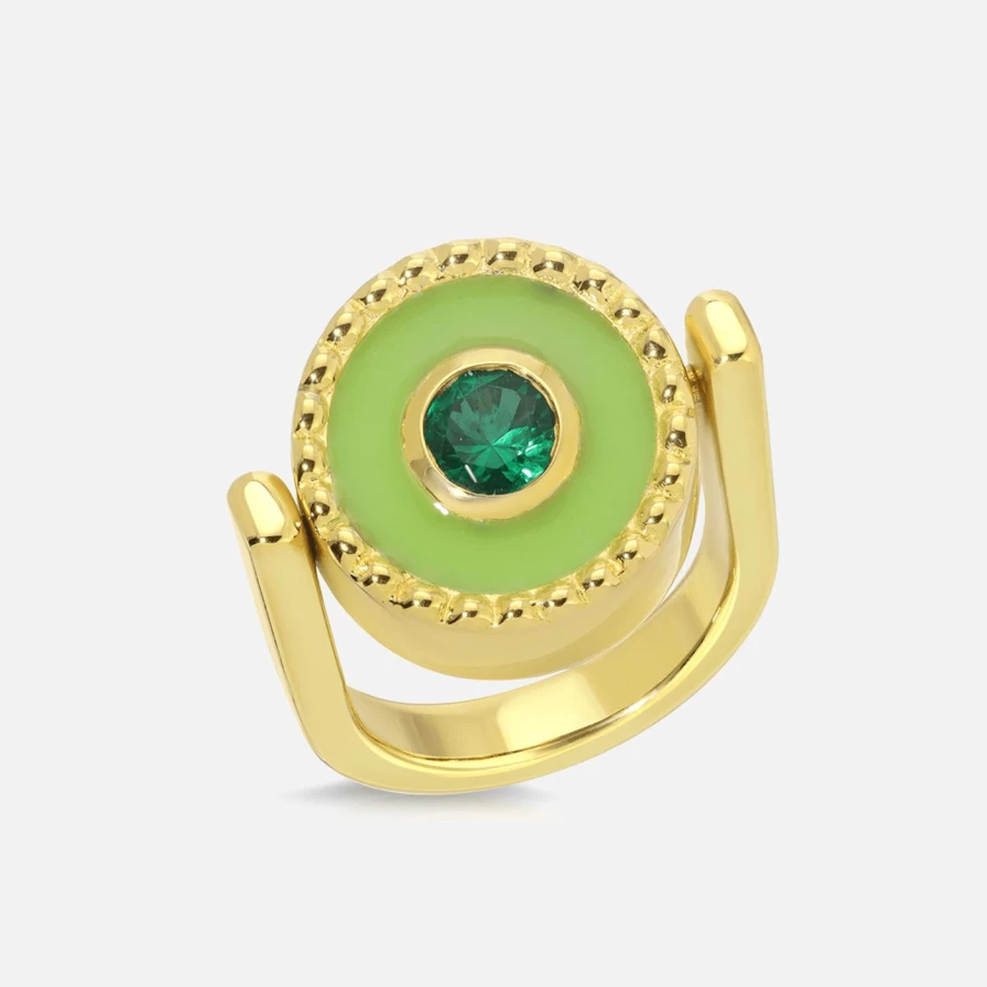 Monbouquette Reversible Island Gold Pinky Ring - Two-Tone Coin Ring for Women