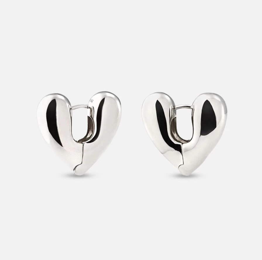 Annika Inez Sterling Silver Heart Hoops Earrings - Large Size Elegant Design