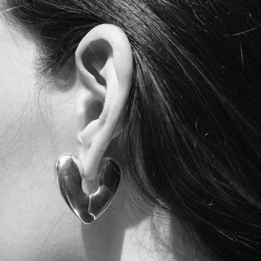 Annika Inez Sterling Silver Heart Hoops Earrings - Large Size Elegant Design