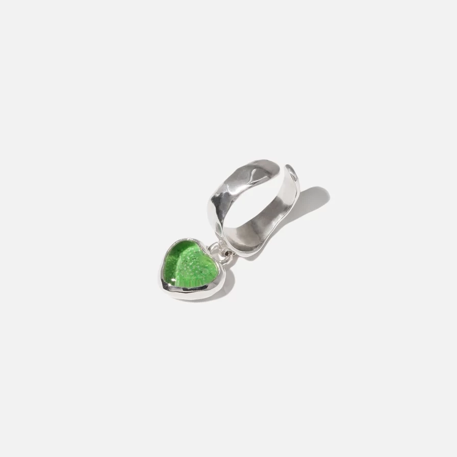 CLED Heart Dangling Ear Cuff - Trendy Silver Gothic Ear Cuff Jewelry for Women