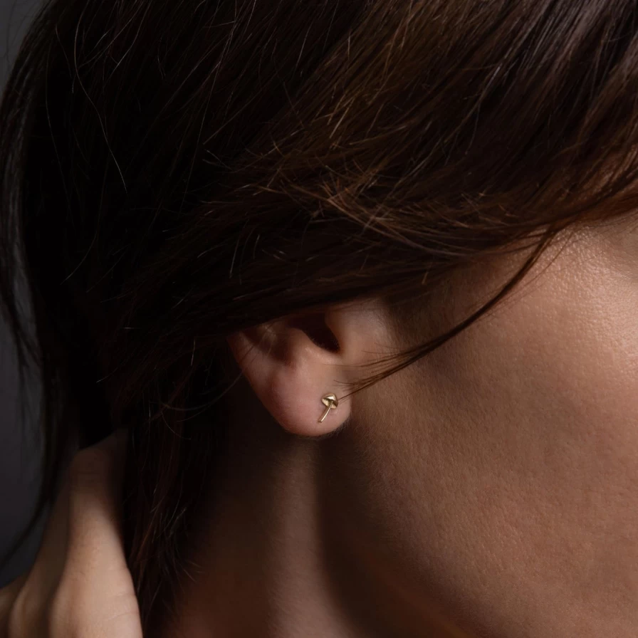 Talon Jewelry Tiny Mushroom Stud Earrings - Itty Bitty Studs for Delicate Style