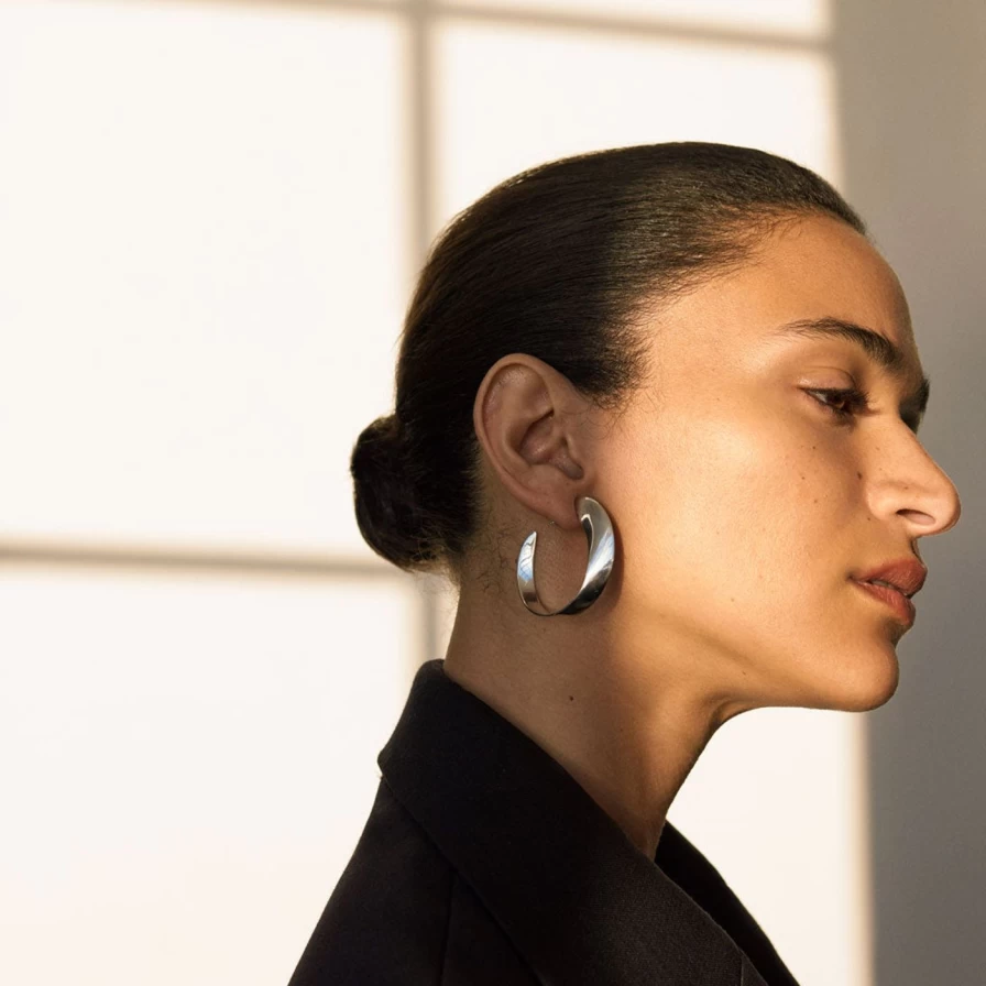 AGMES Sterling Silver Daphne Hoops - Elegant Minimalist Hoop Earrings
