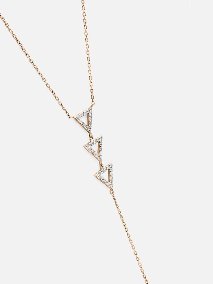 Noor Shamma Rose Gold Troika Lariat Necklace Elegant Layered Chain Jewelry