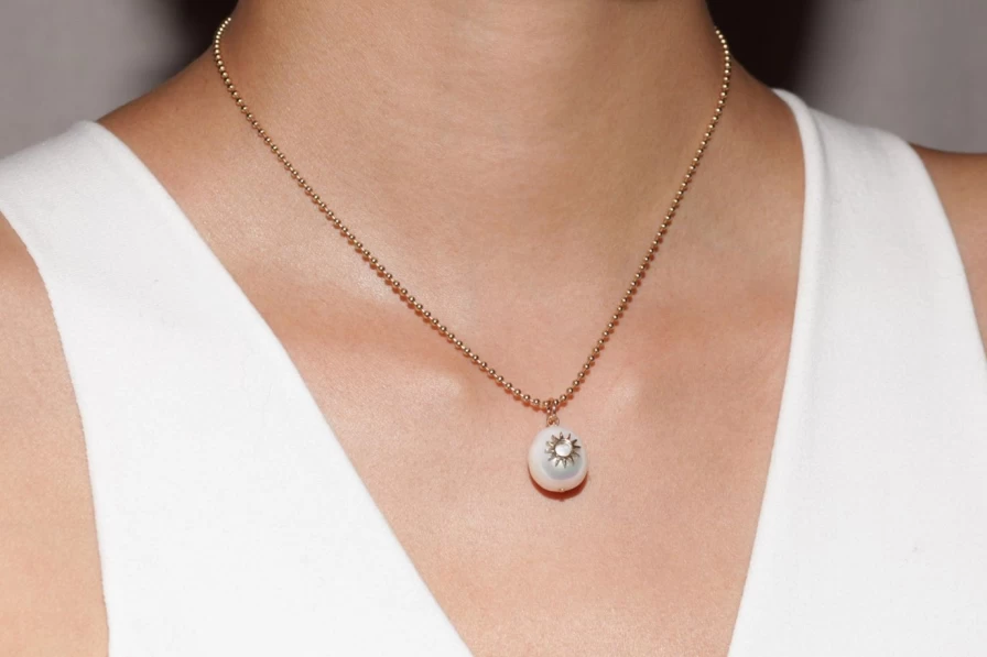 14K Yellow Gold Pearl Spur Necklace | EMBLM Fine Jewelry