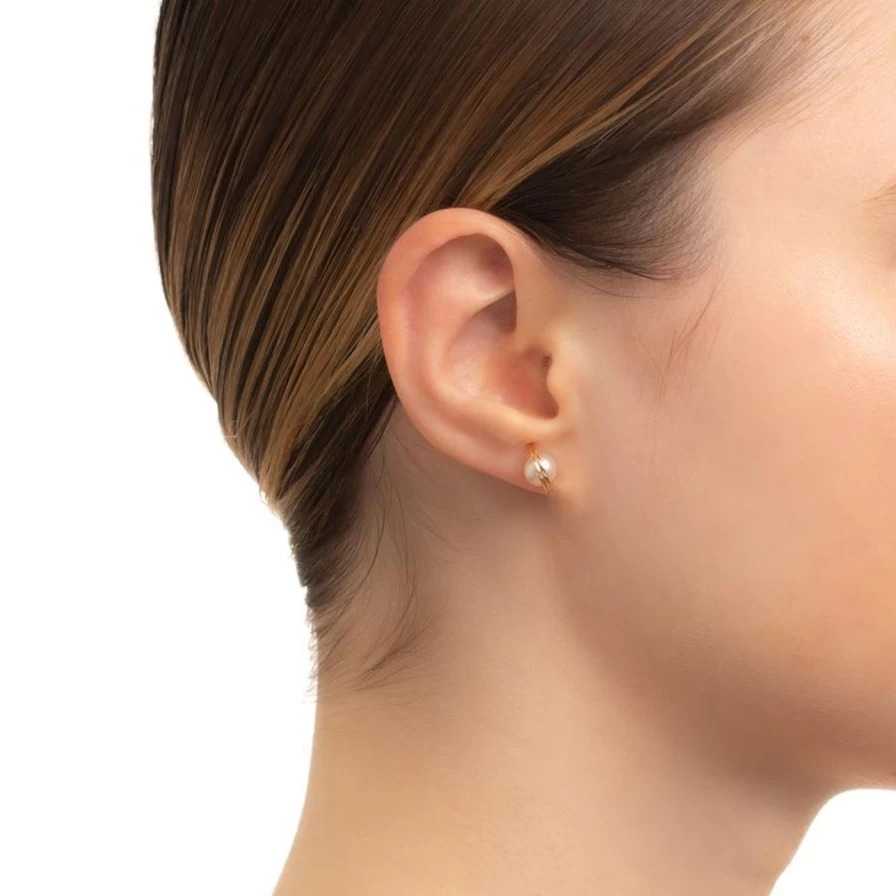 Hirotaka Small Beluga Pearl Stud Earrings - Elegant White Pearl Jewelry for Women