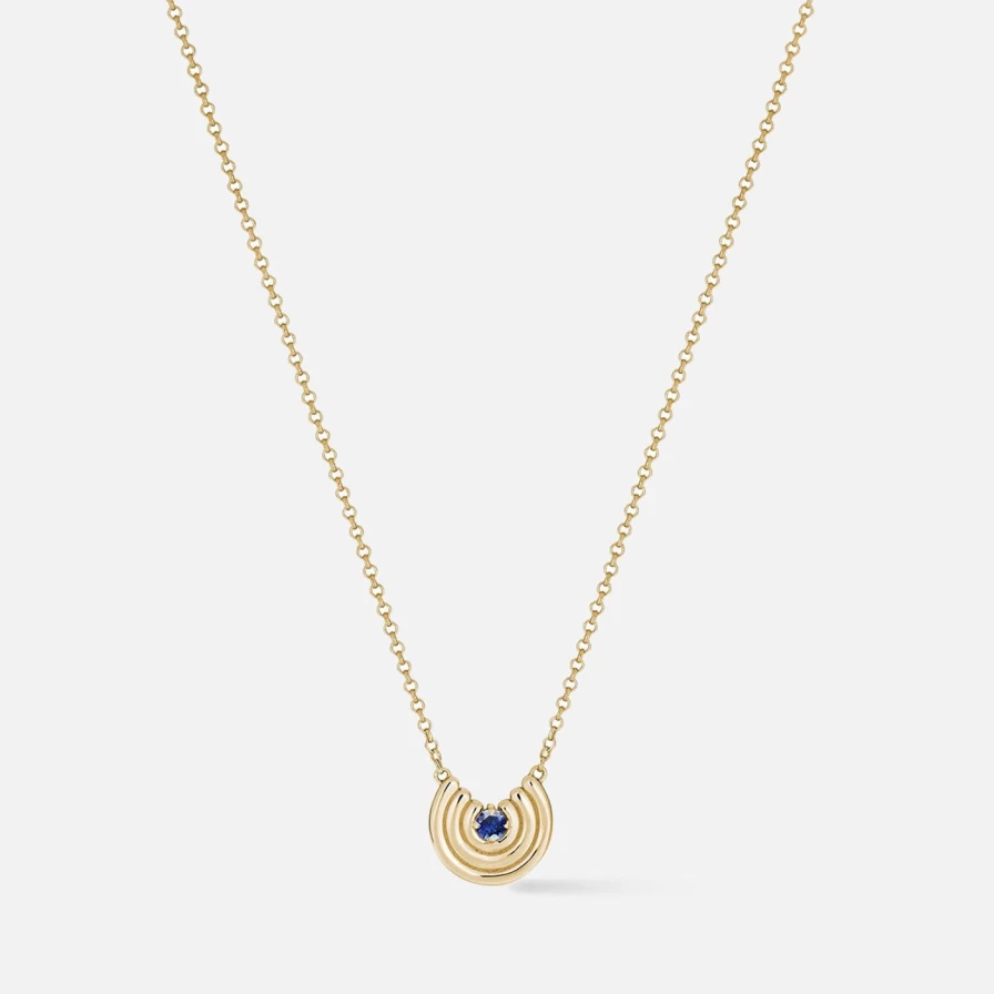 ParkFord Petite Revival Sapphire Pendant Necklace - Elegant Blue Gemstone Jewelry for Women